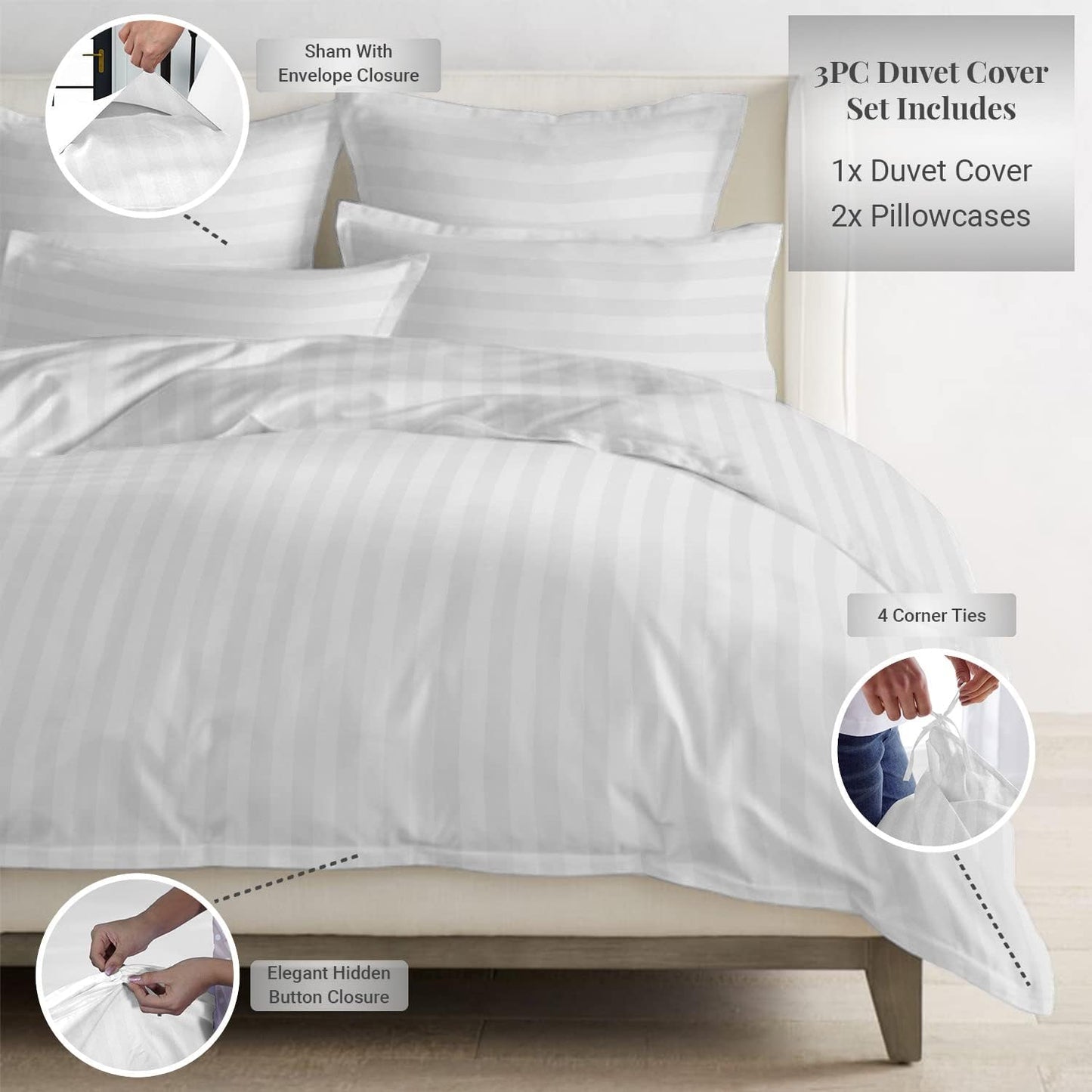 Pizuna Cotton Full Duvet Cover Set, 300 Thread Count Long Staple Cotton Sateen Weave with Button Closure (Combed Checks Luxury Red Cotton Duvet Cover Full)