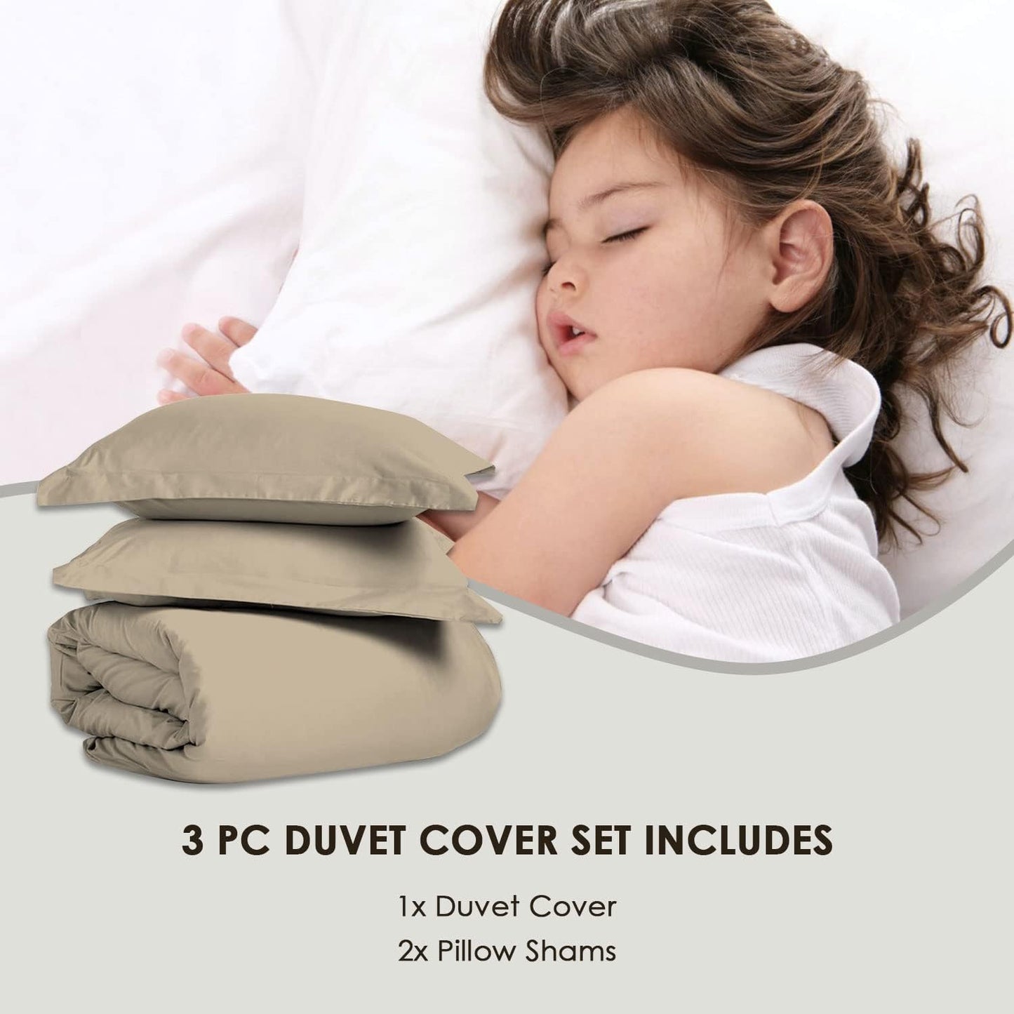 Pizuna Pure 100% Cotton Queen Duvet Cover Set, 600 Thread Count Long Staple Cotton Crisp Sateen Weave with Button Closure (Combed Simply Taupe Cotton Duvet Cover Queen)