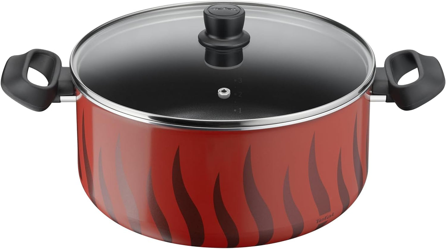 Tefal G6 Tempo Flame 32 Cm Non Stick Frypan With Thermo Spot, Red, Aluminium, C3040883