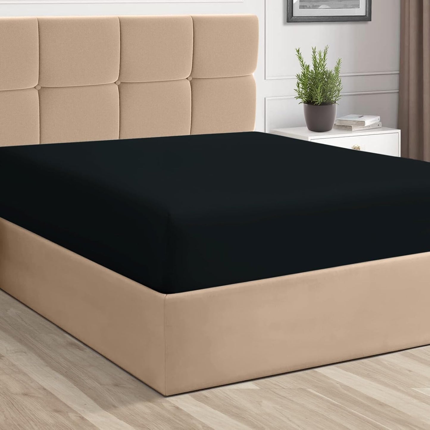 Pizuna Pure 100% Cotton Twin Fitted Sheet Silver, Luxurious 400 Thread Count Long Staple Cotton Sateen 15" Deep Pocket Twin Sheets (Combed Cotton Fitted Sheet)