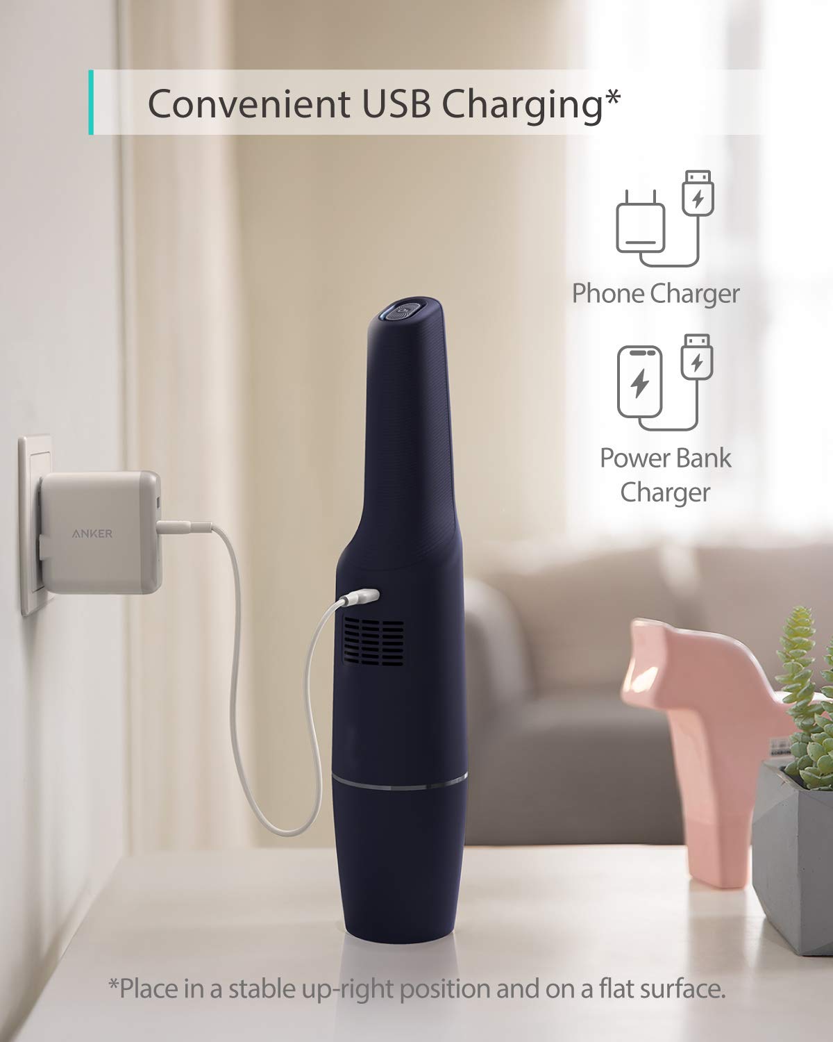 Eufy by Anker, HomeVac H11 Ultra-Lightweight 1.3lbs 5500Pa Suction Power Ozone Purification USB Charging Pure Cordless Handheld Vacuum Cleaner for Home Cleaning (Blue)