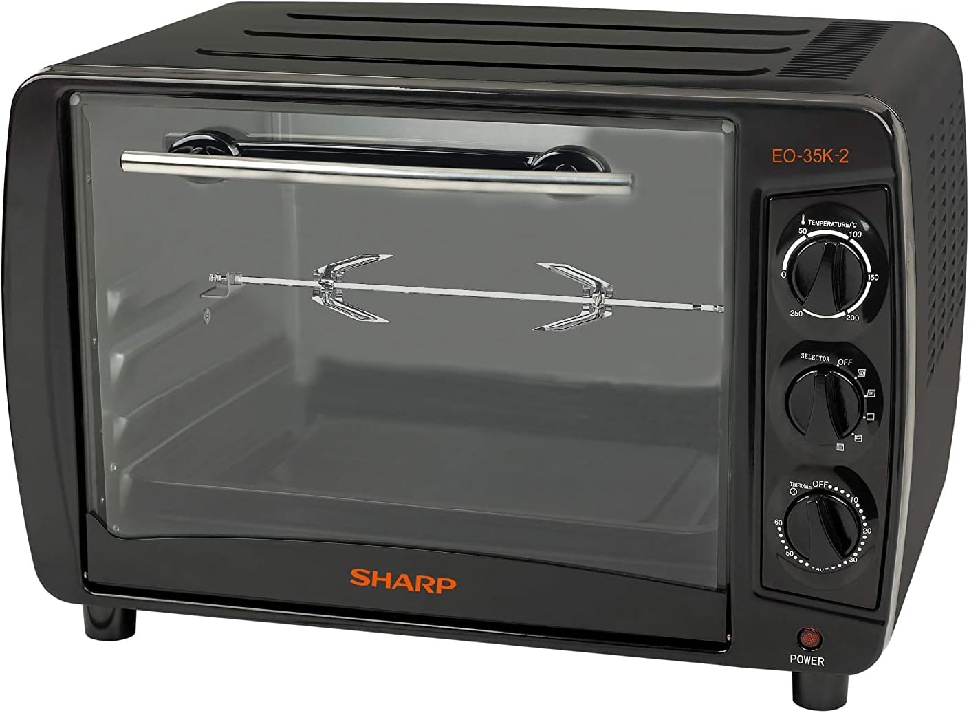 Sharp 60L 2000W Single Glass Electric Oven with Rotisserie & Convection, EO-60K-3, Black