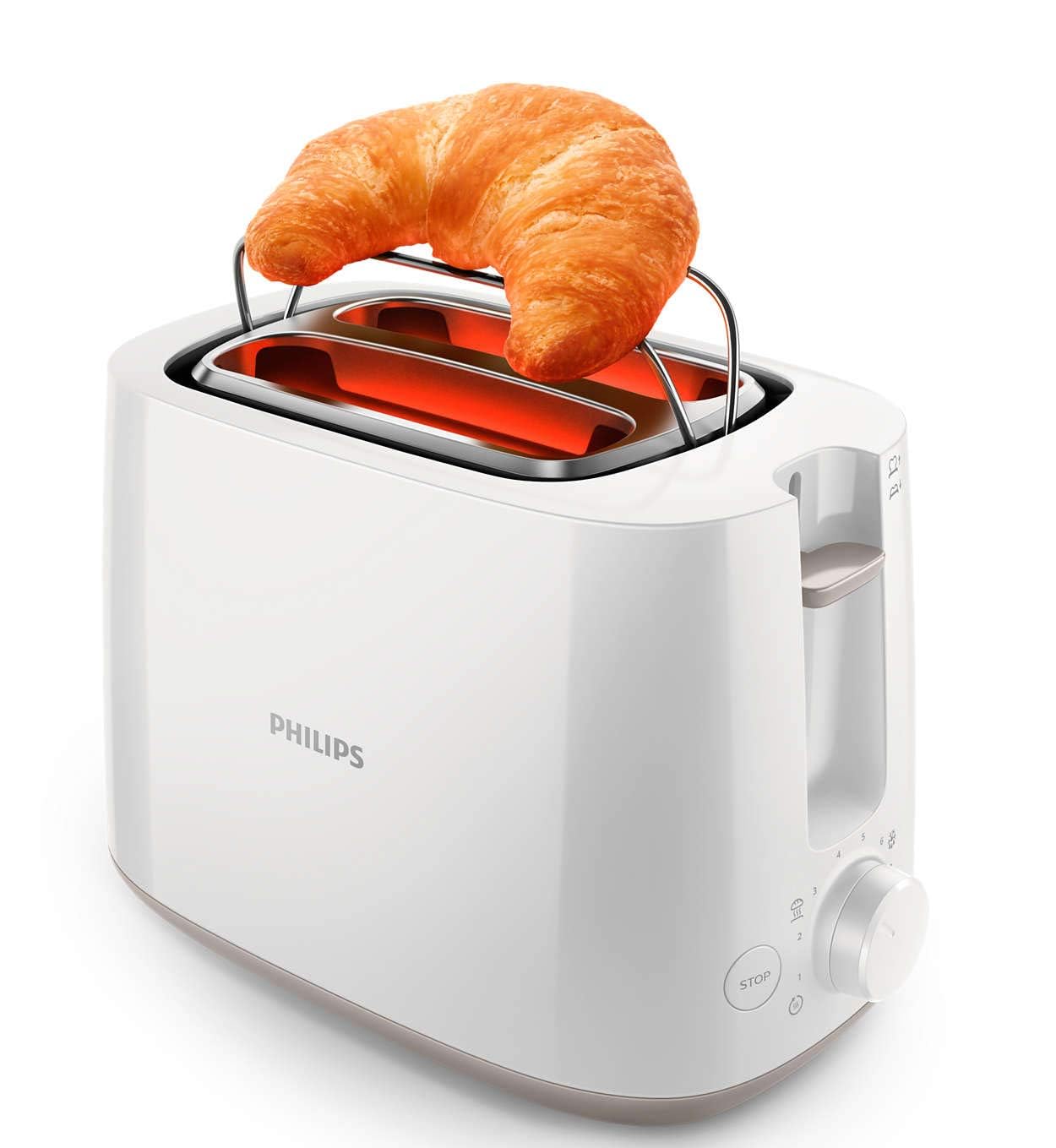 Philips Daily Toaster Hd2581/01, Cool Wall, 800W, Removable Crumb Tray, Defrost & Reheat Settings, Cancel Button. - 2 s - Uae Version"Min 1 year manufacturer warranty"