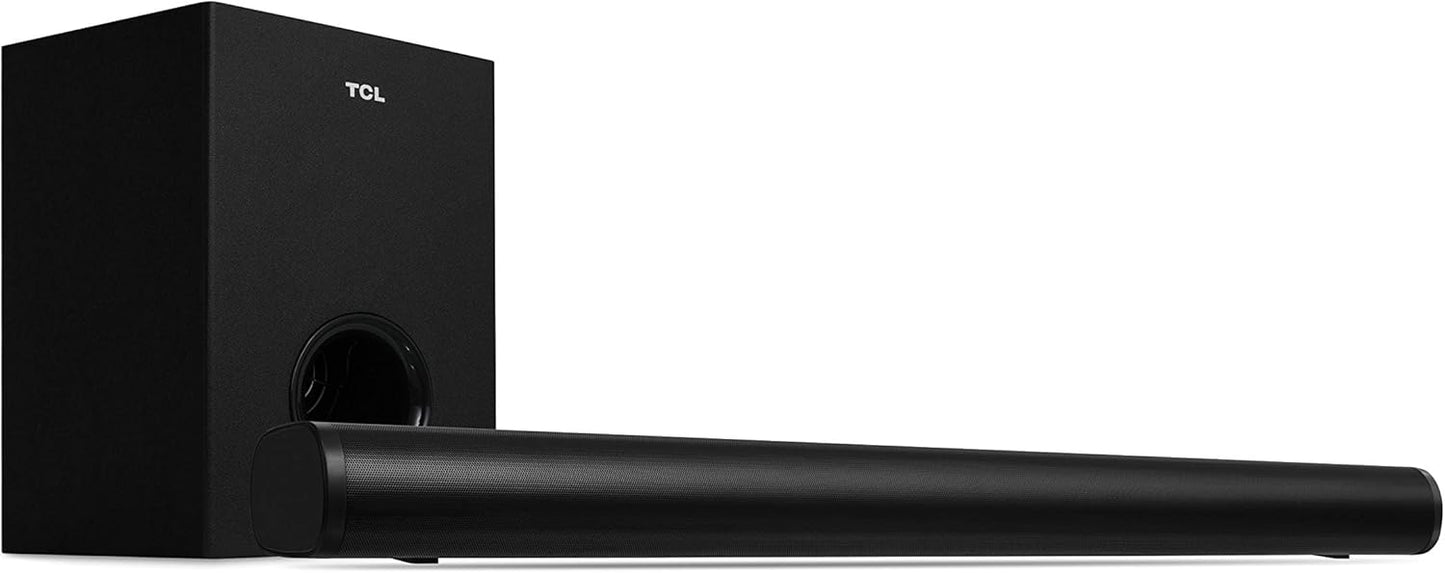 TCL 2.1 Channel Home Theater Soundbar with Wireless Subwoofer 160W Audio Power Multi Color LED Display Bluetooth HDMI Optical Cable Connectivity Remote Control Clear & Loud Sound TS3010