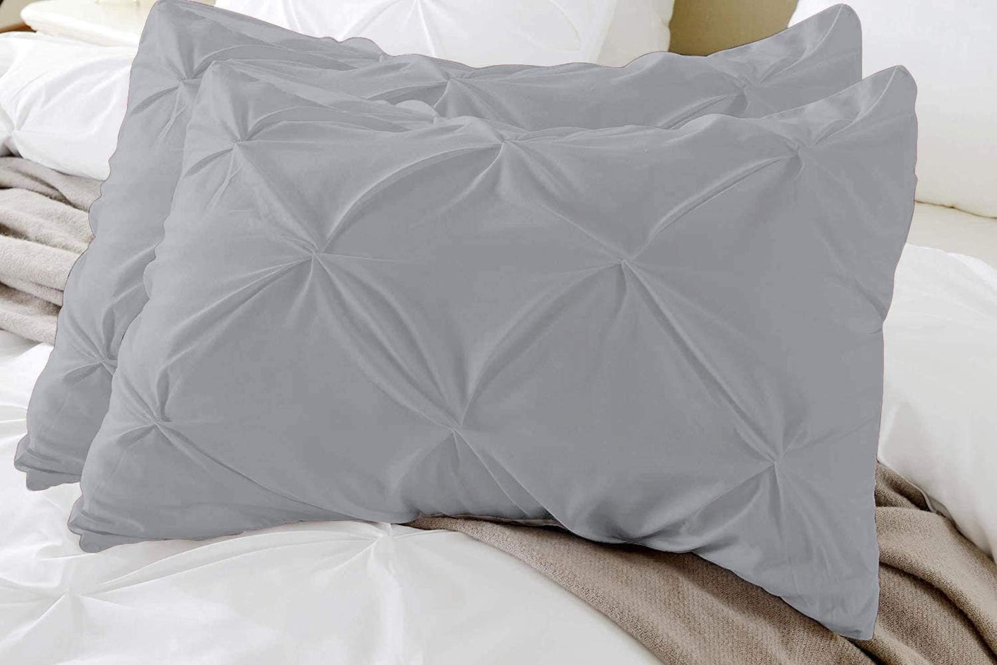 Premium Quality - King/California King Size (94" x 104") Inches, 3Pcs Pinch Pleated Comforter Set, 400GSM 100% Egyptian Cotton 800 Thread Count - Chocolate Solid