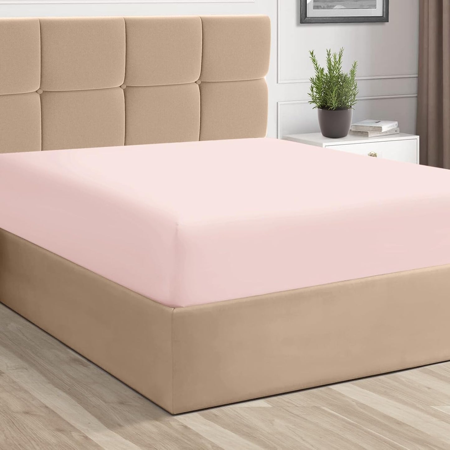 Pizuna Pure 100% Cotton Twin Fitted Sheet Silver, Luxurious 400 Thread Count Long Staple Cotton Sateen 15" Deep Pocket Twin Sheets (Combed Cotton Fitted Sheet)