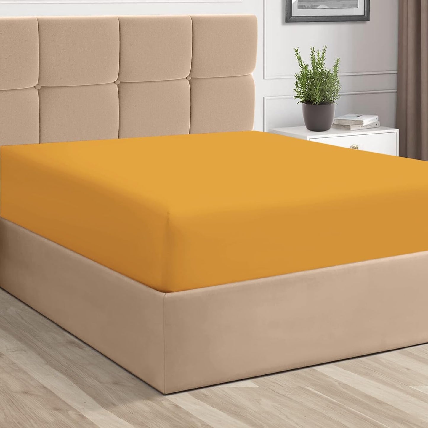 Pizuna Pure 100% Cotton California King Fitted Sheet Only, Luxurious 400 Thread Count Long Staple Cotton Sateen Weave 15" Deep Pocket Fitted Sheet (Combed Ivory California King Fitted Sheet Cotton)