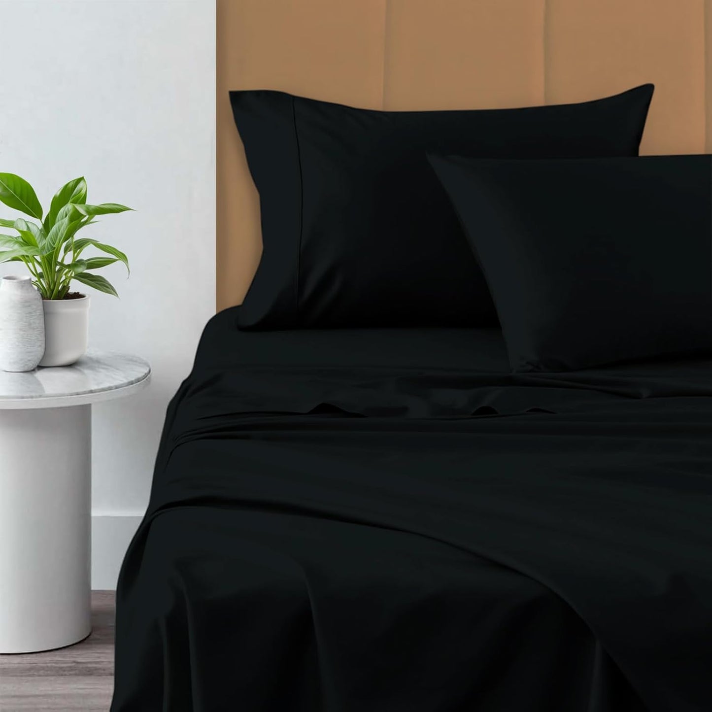 Pizuna Pure 100% Cotton Sheets Full Size, 800 Thread Count Long Staple Cotton Crisp Sateen Sheets Full with 15in Deep Pocket (Combed Simply Taupe)