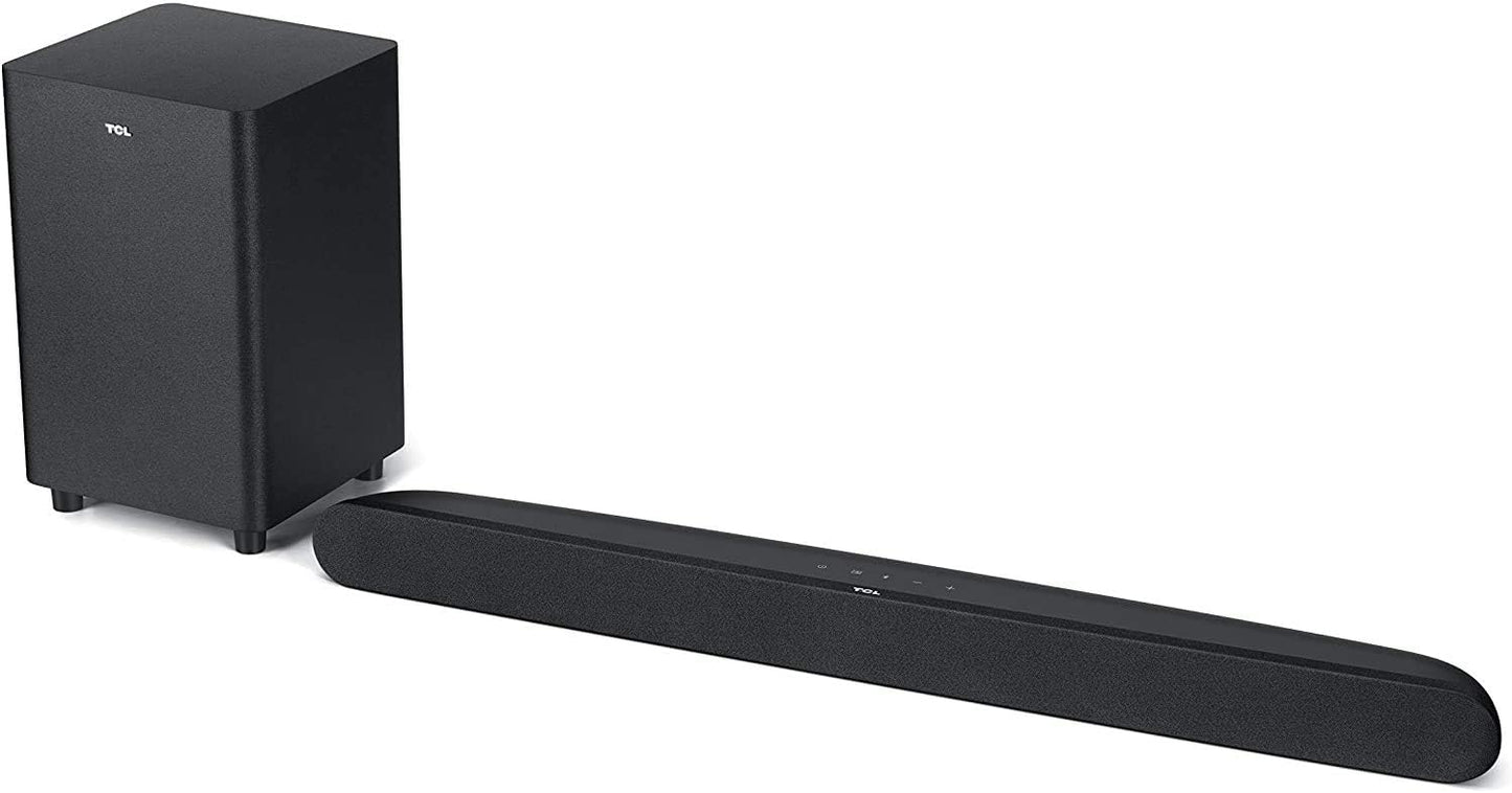 TCL 2.1 Channel Home Theater Soundbar with Wireless Subwoofer 160W Audio Power Multi Color LED Display Bluetooth HDMI Optical Cable Connectivity Remote Control Clear & Loud Sound TS3010