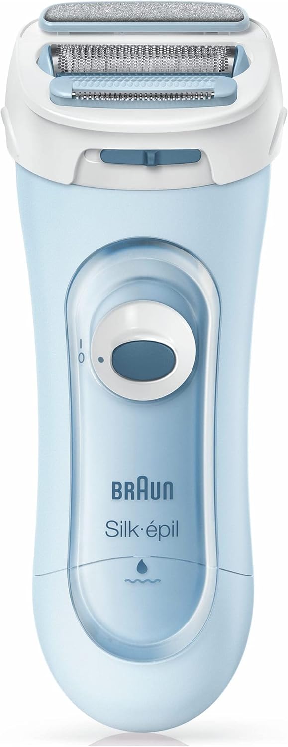 Braun Silk-épil Lady Shaver 5-160, 3-in-1 Wet and Dry Electric Shaver, Trimmer and Exfoliation System with 2 Extras, Blue