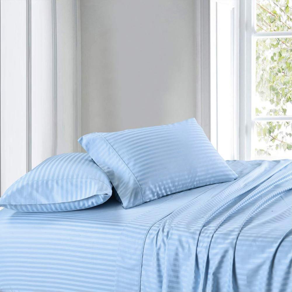 Queen Size Pure Egyptian Cotton Bed Sheets Set, 800 Thread Count Silver Solid (6 PC) Bedding and PillowCases – Egyptian Cotton Sheets Queen Size Bed - Sateen Sheets - 18” Deep Pocket Sheets