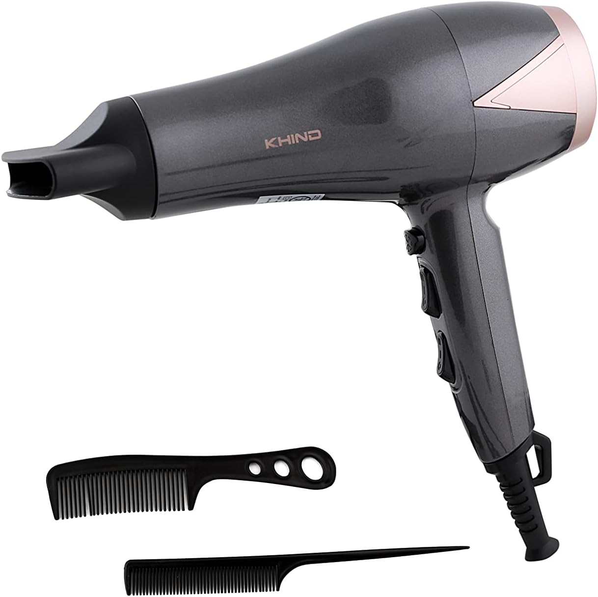 KHIND Foldable Travel Hair Dryer,1000W With Concentrator, Stylish & Compact with Cool Shot Button, Honeycomb Inlet, High Speed With Powerful Motor, 2 Year Warranty, Lightweight, White - HD1002