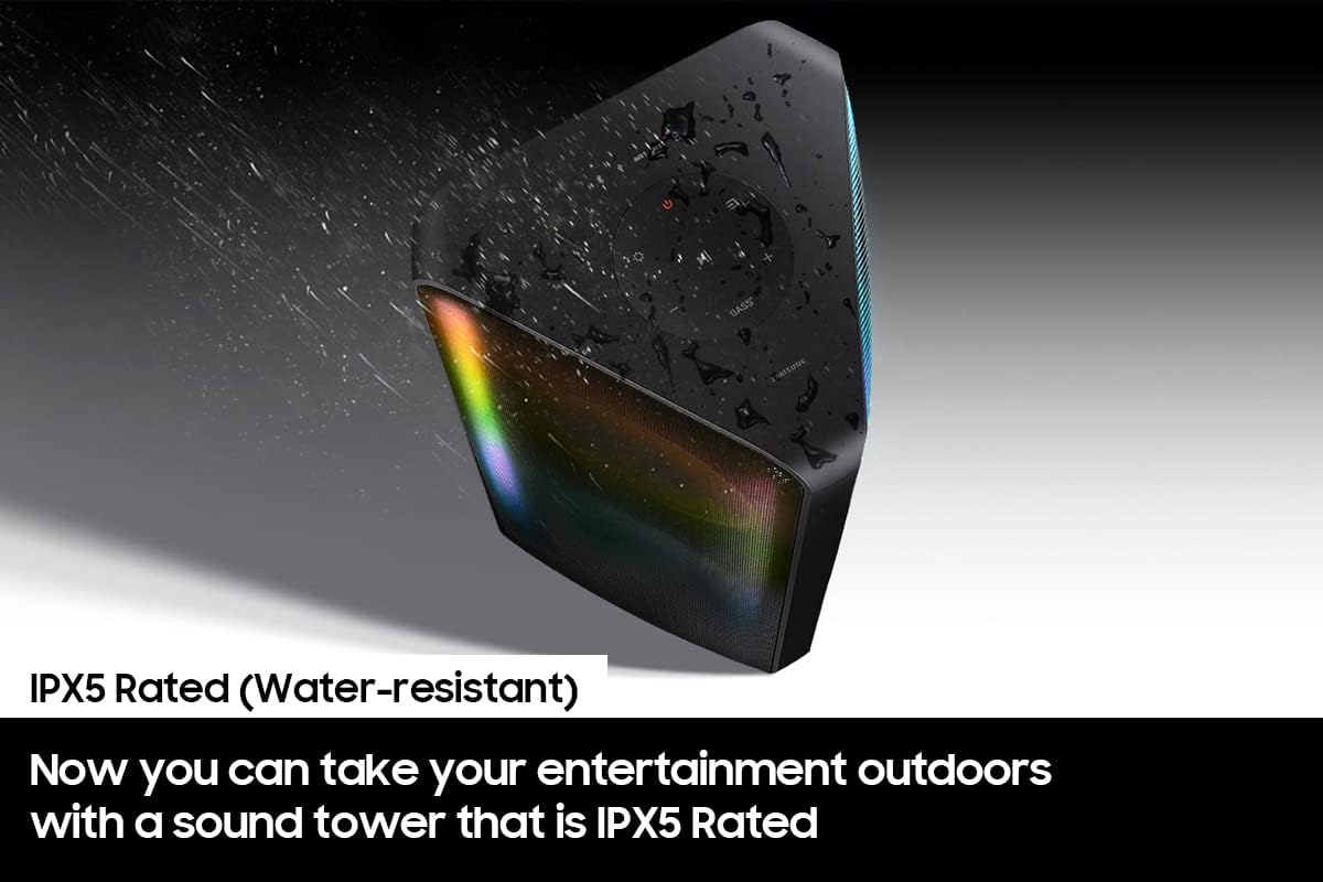 Samsung 160W Sound Tower High Power Party Speaker Water Resistant In Built Battery Bluetooth Connectivity - MX-ST40B/ZN - 2022 Model - 1 Year Warranty (UAE Version)
