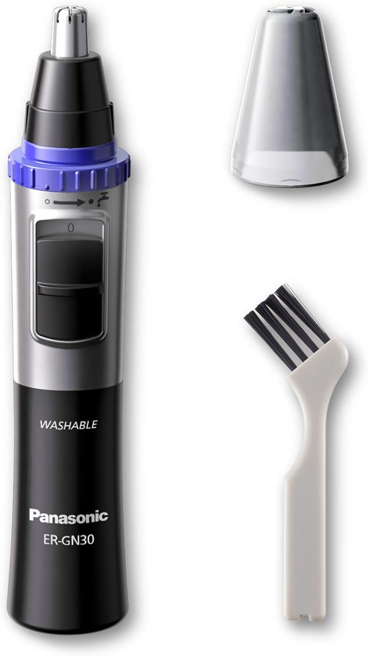 Panasonic ER-GN30-K Nose, Ear n Facial Hair Trimmer Wet/Dry with Vortex Cleaning System, Black