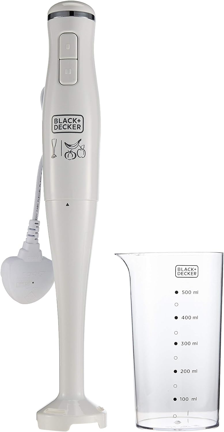 Black & Decker 400W 4 In 1 Stainless Steel Stem Hand Blender With Chopper and Whisk White SB4000-B5,2 years warranty