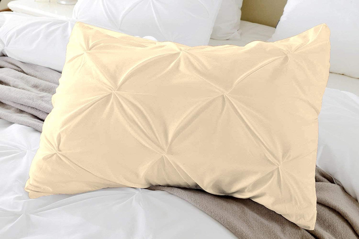 Premium Quality - King/California King Size (94" x 104") Inches, 3Pcs Pinch Pleated Comforter Set, 400GSM 100% Egyptian Cotton 800 Thread Count - Chocolate Solid