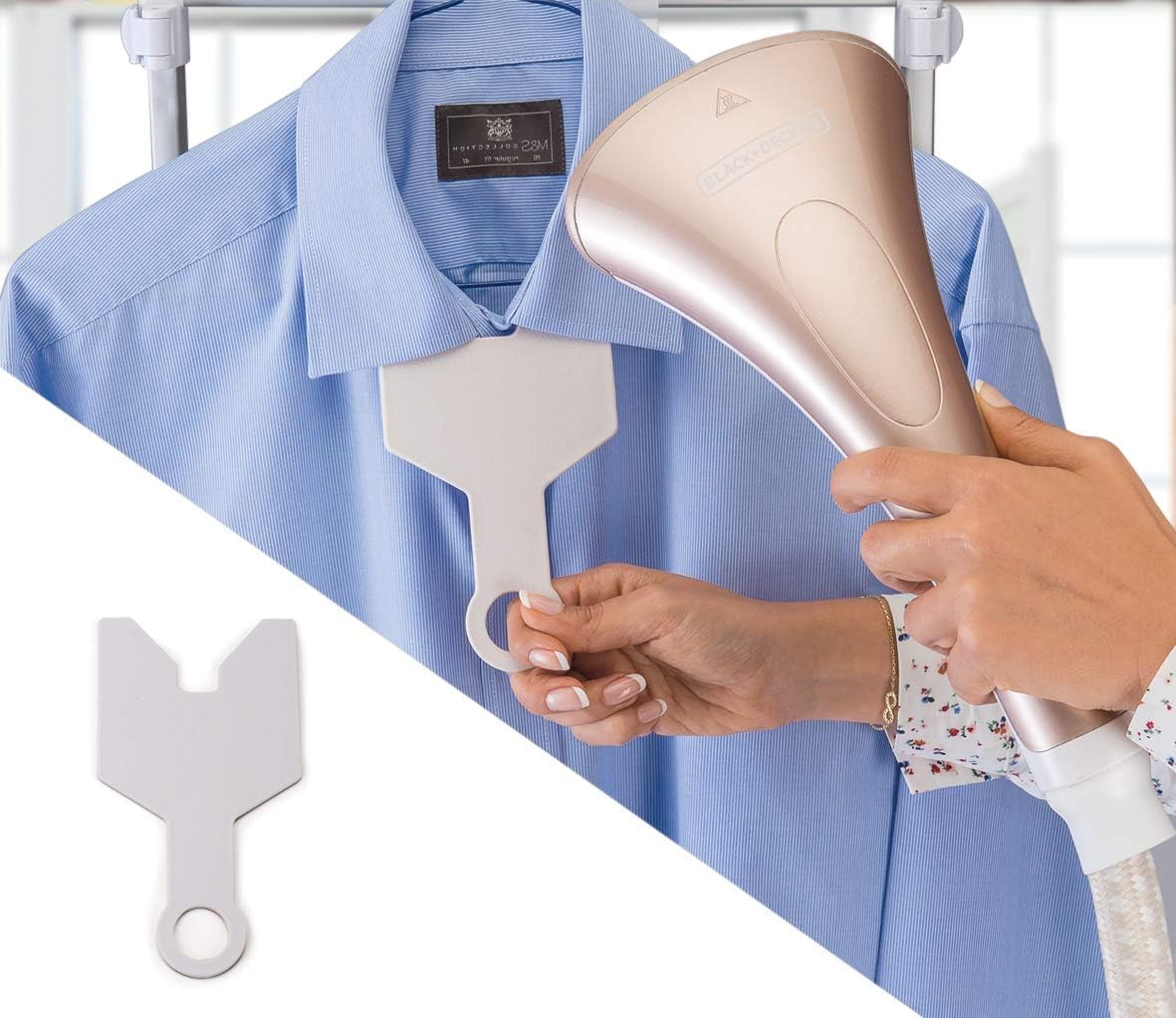 BLACK+DECKER 2400W 1.5L Upright Garment Steamer 35gm/min Steam, With Adjustable Double Poles Rotary Wheels, Multiple Attachments, For Quick Wrinkle Free&Santized Garment GST2400-B5