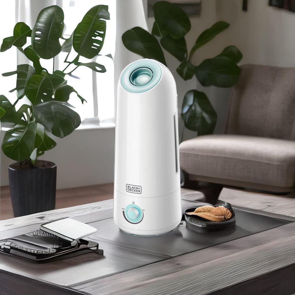 BLACK+DECKER Air Humidifier 25W 5L Coverage 430sqft, Ultrasonic System With Mist Level Control Auto Shutoff and Water Indicator That Removes Impurities From The HM5000-B5