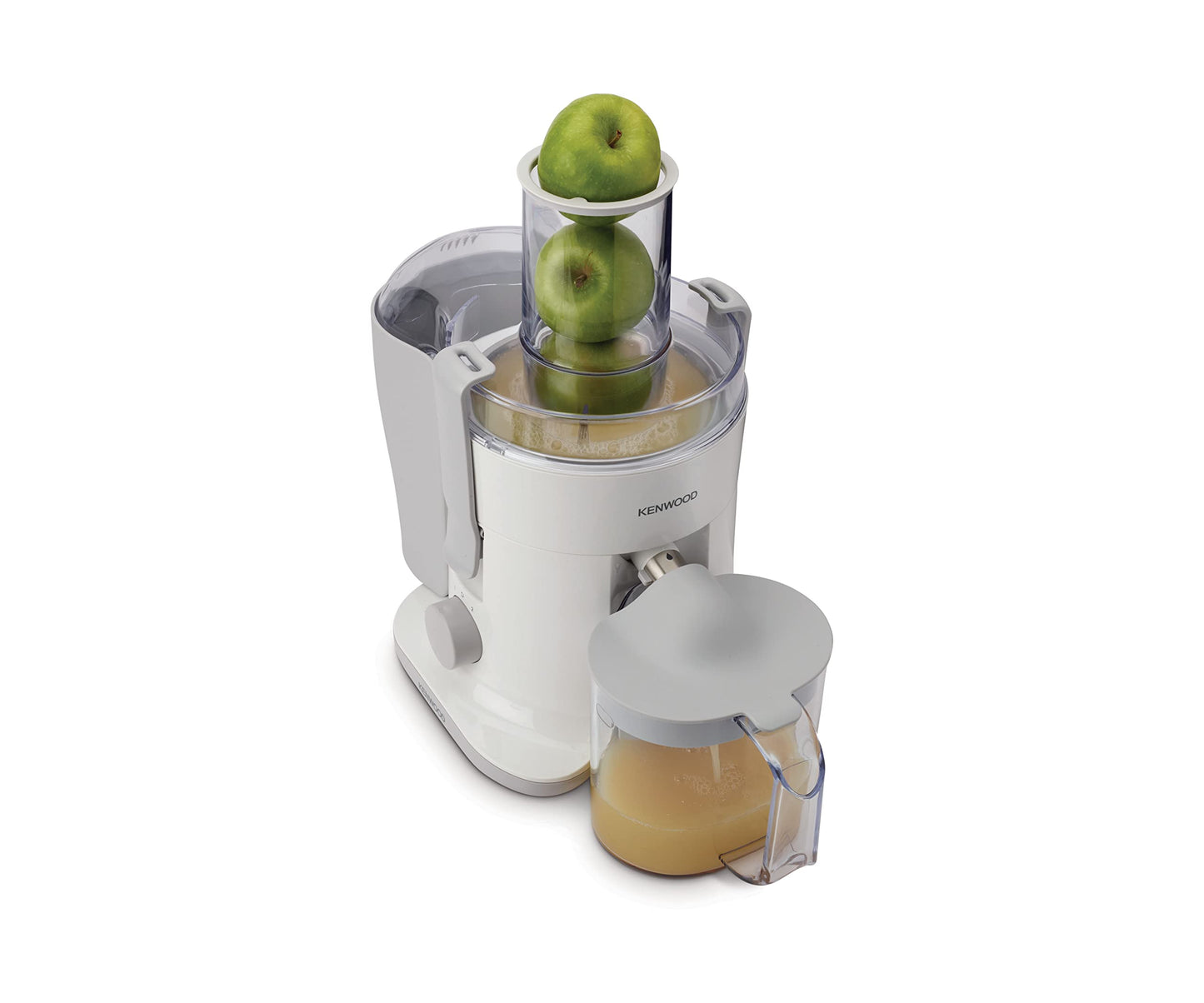 KENWOOD Juicer 800W Juice Extractor with 75mm Wide Feed Tube, 2 Speed, Transparent Juice Jug, Pulp Container, Anti Drip for Home, Office, Restaurant & Cafeteria JEP02.A0WH White