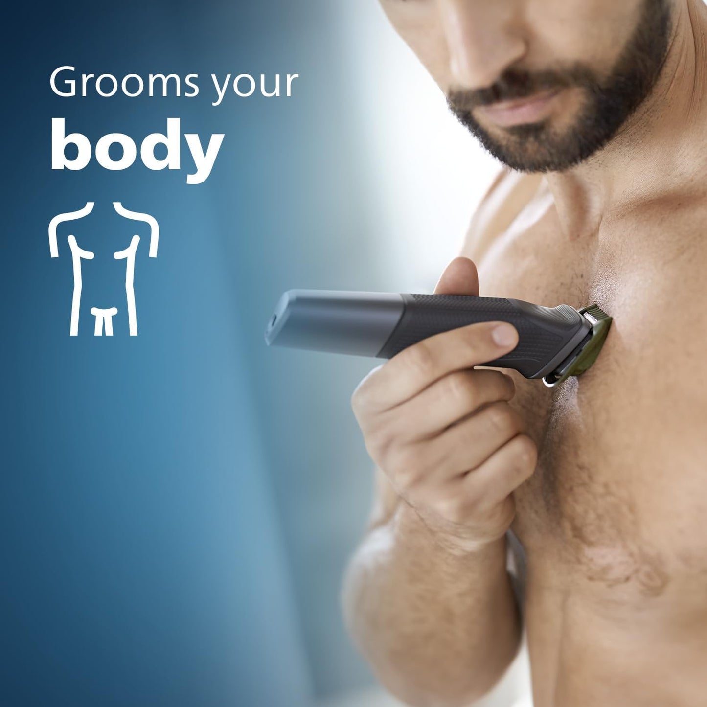 Philips Multigroom Series 3000 for Face, 6-in-1 Grooming Kit for beard, moustache, nose & ear hair, cordless, 60 min runtime, 16h full charging time, MG3710/33,Black