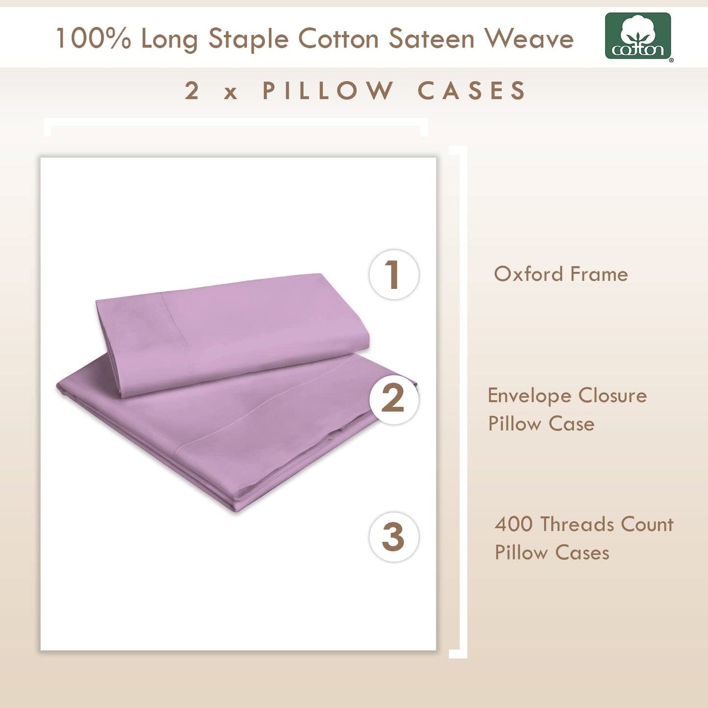 Pizuna Pure 100% Cotton Pillow Shams King Size Set of 2 Baby Blue, Luxurious 400 Thread Count Long Staple Cotton Sateen with Envelope Closure (Combed Baby Blue Cotton Pillow Shams King)
