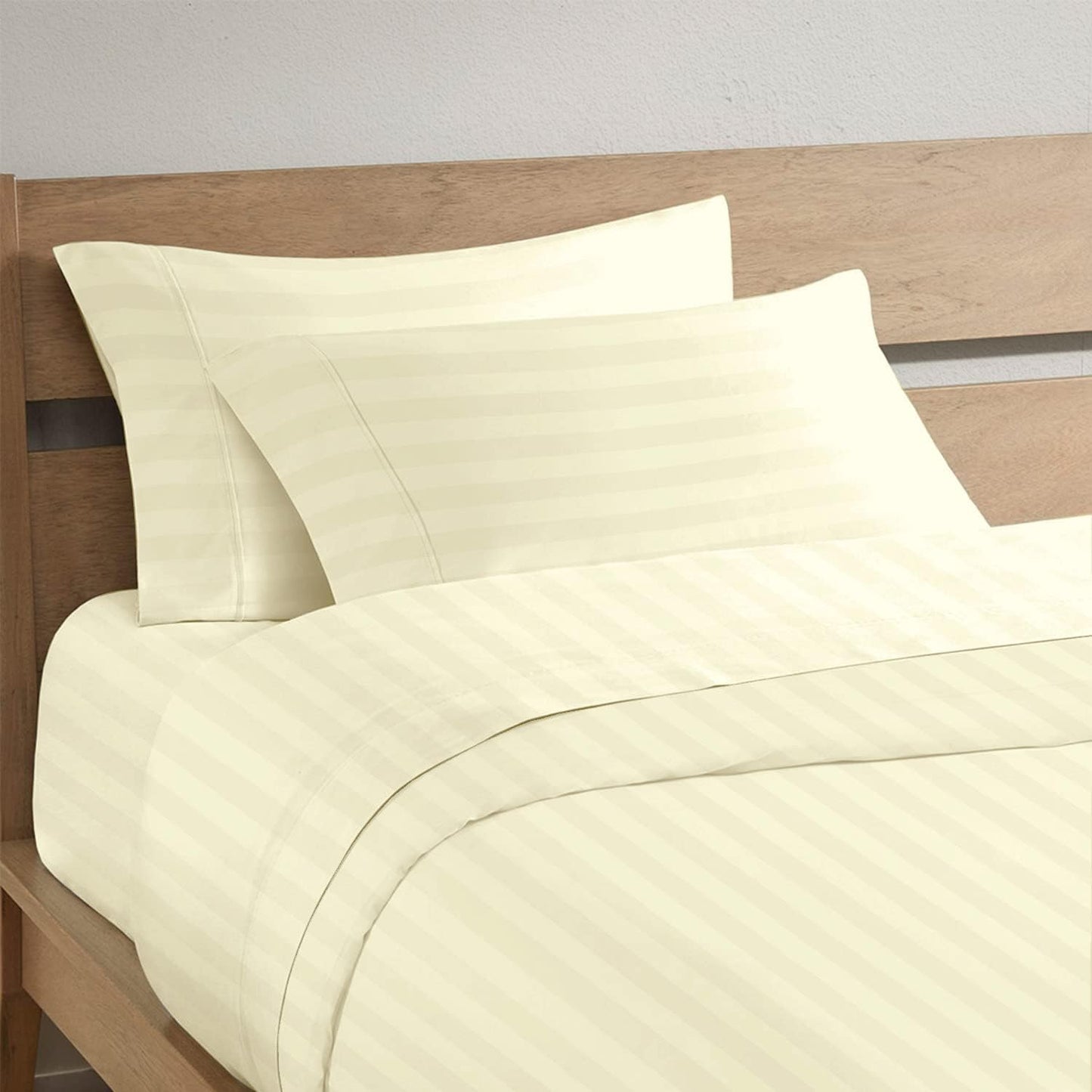 Pizuna 100% Cotton Pillow Cases King Size Set of 2 Stripe Luxury Anthracite Grey, 300 Thread Count Long Staple Cotton Sateen with Stylish 4" Hem (Combed Cotton Pillow Cases King)