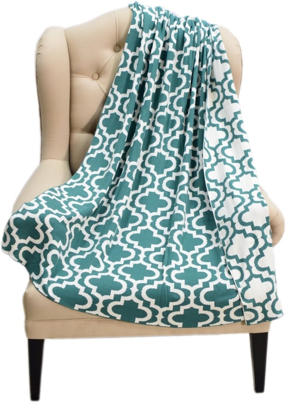 Lavish Touch 100% Cotton Knitted Throw, Blanket for All Season Indoor Outdoor