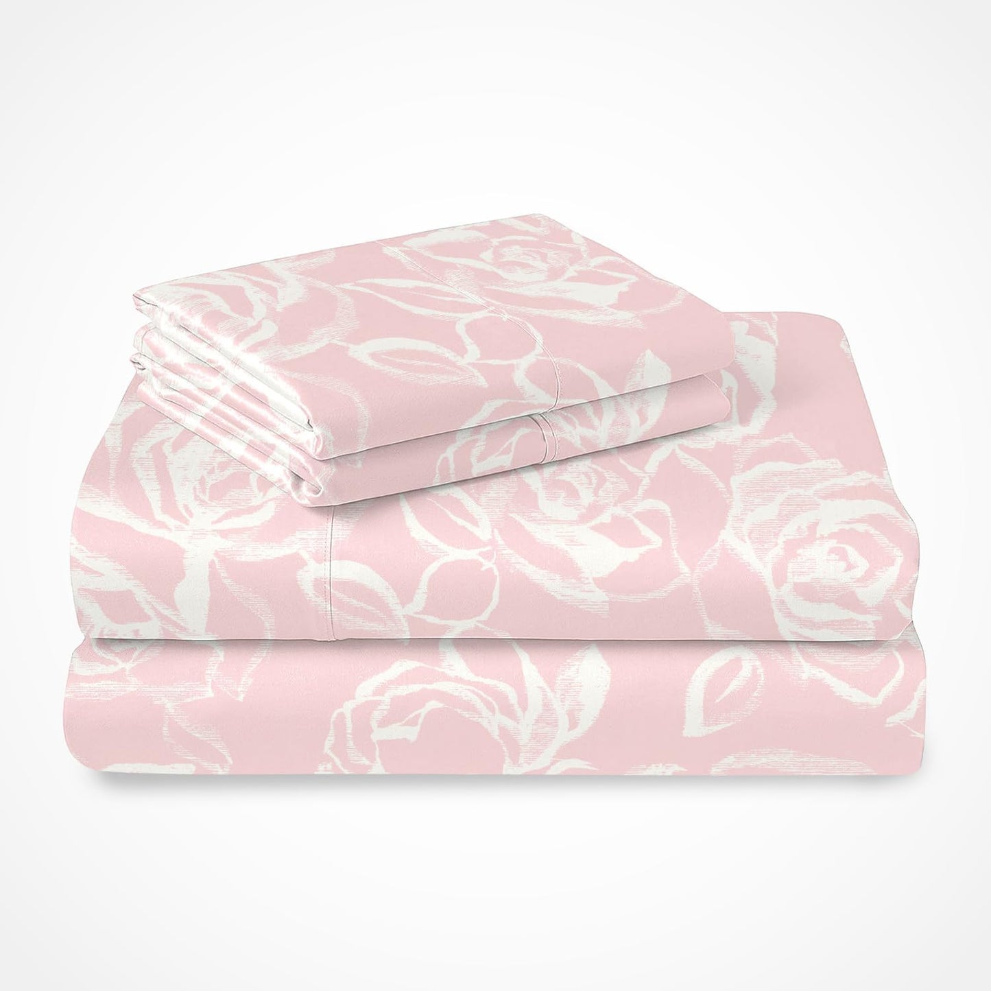 Pizuna Pure Combed Cotton California King Bed Sheet SetLight Pink, 400 Thread Count Cozy Luxury 100% Long Staple Cotton Sateen Weave Bedsheet Set (1 Flat Sheet, 1 Fitted Sheet, 2 Pillowcases)