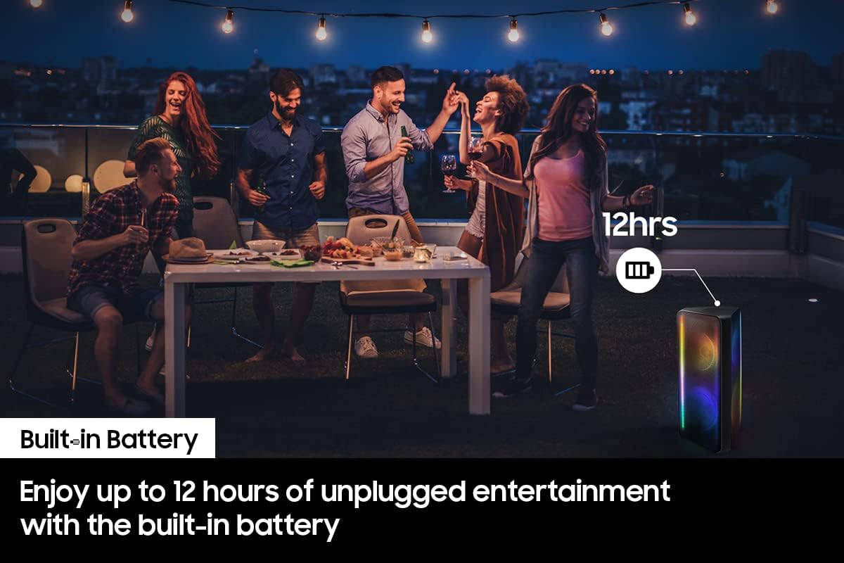 Samsung 160W Sound Tower High Power Party Speaker Water Resistant In Built Battery Bluetooth Connectivity - MX-ST40B/ZN - 2022 Model - 1 Year Warranty (UAE Version)