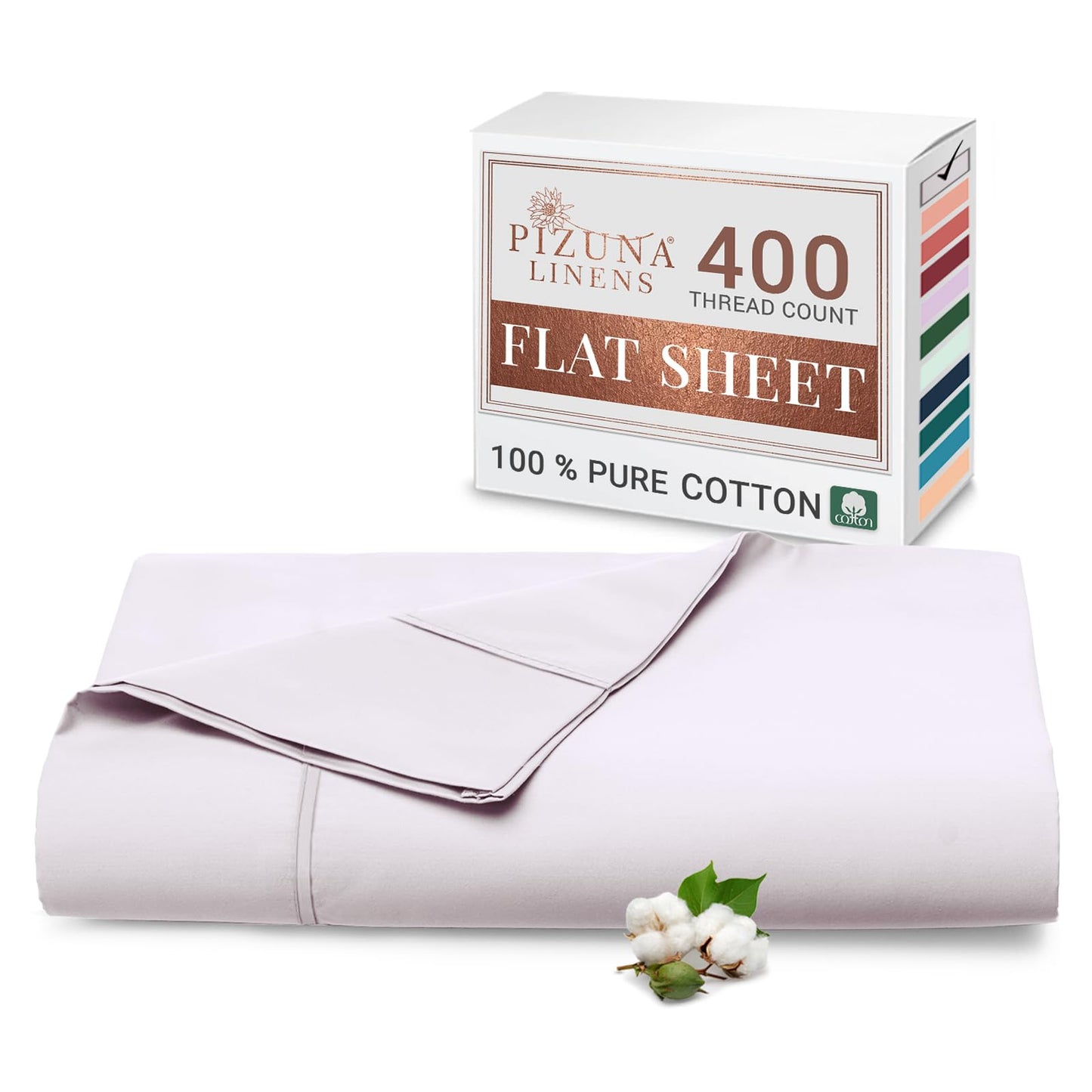 Pizuna Pure 100% Cotton Flat Sheets Only Full Apricot Orange (1 PC), Luxurious 400 Thread Count Long Staple Cotton Sateen with 4" Hem (Combed Full Flat Sheet Only Cotton)