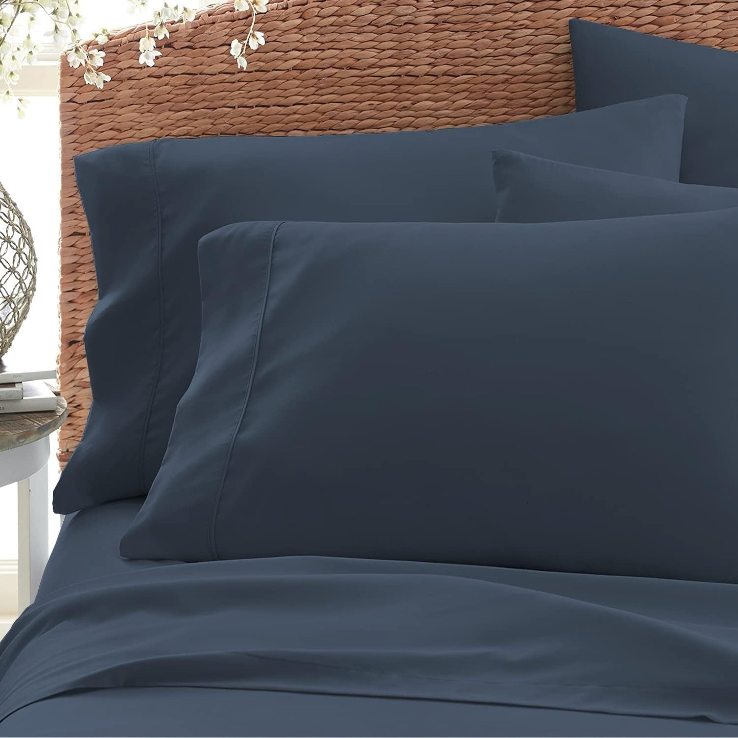 Pizuna Soft 100% Long Staple Cotton Breathable Cool Satin King Pillowcase Set of 2, Ivory, 18" x 18"