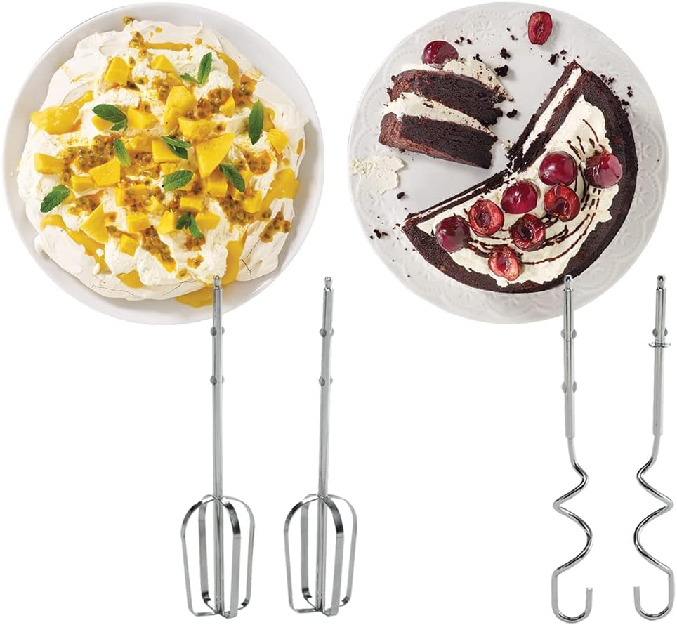 KENWOOD Hand Mixer (Electric Whisk) 300W with 5 Speeds + Turbo Button, Twin Stainless Steel Kneader and Beater for Mixing, Whipping, Whisking, Kneading HMP20.000WH White