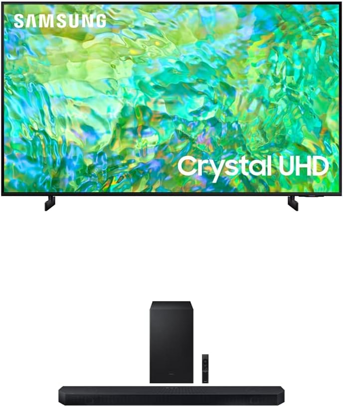 SAMSUNG Serie Crystal UHD de 65 pulgadas 4K CU8000 PurColor, seguimiento de objetos Sound Lite, Q-Symphony, Motion Xcelerator, Ultra delgado, control remoto solar, Smart TV con Alexa incorporado