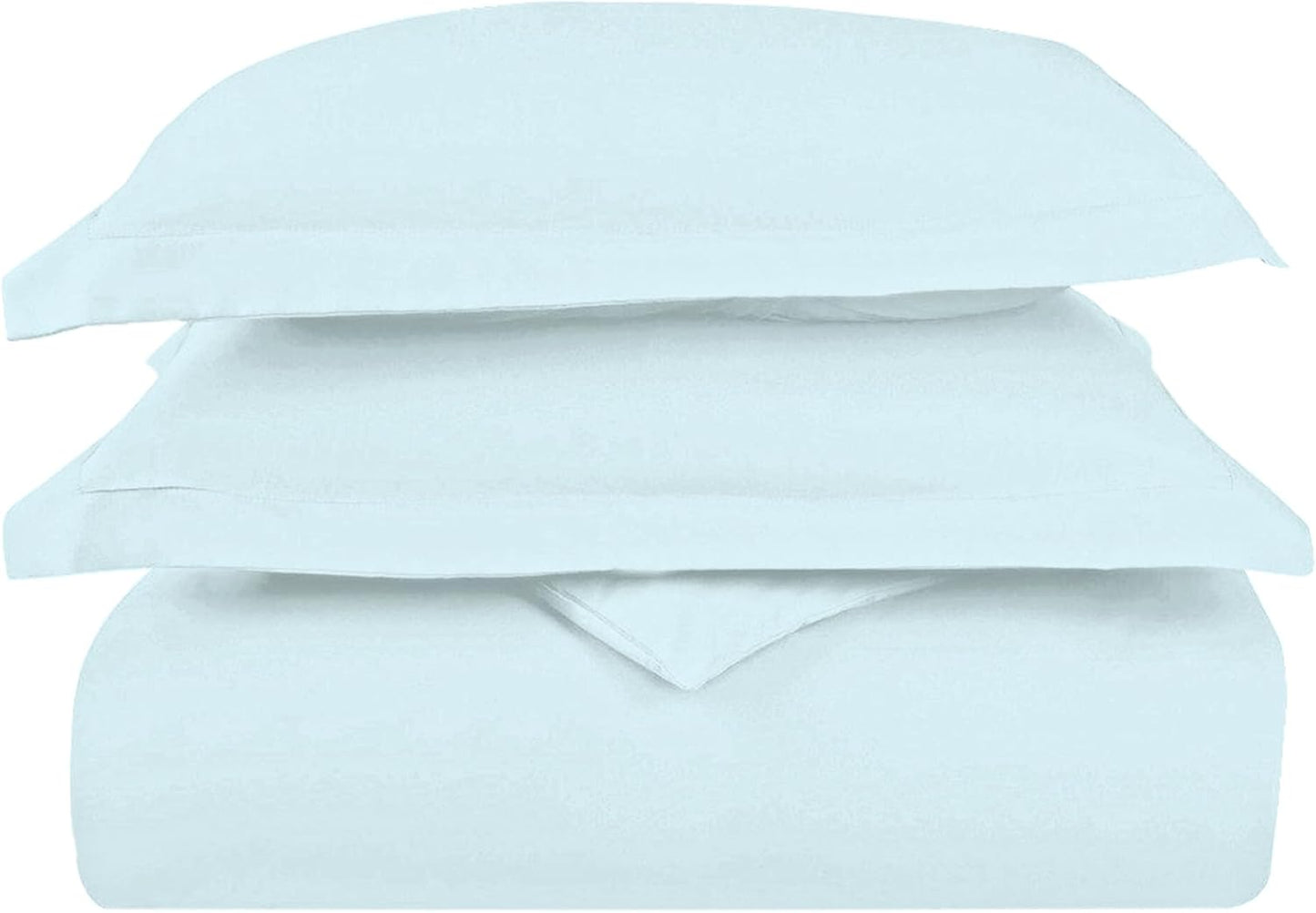 Pizuna Pure 100% Cotton King Duvet Cover Set, 1000 Thread Count Long Staple Cotton Thick Sateen Weave with Button Closure (Combed Baby Blue Cotton Duvet Cover King)