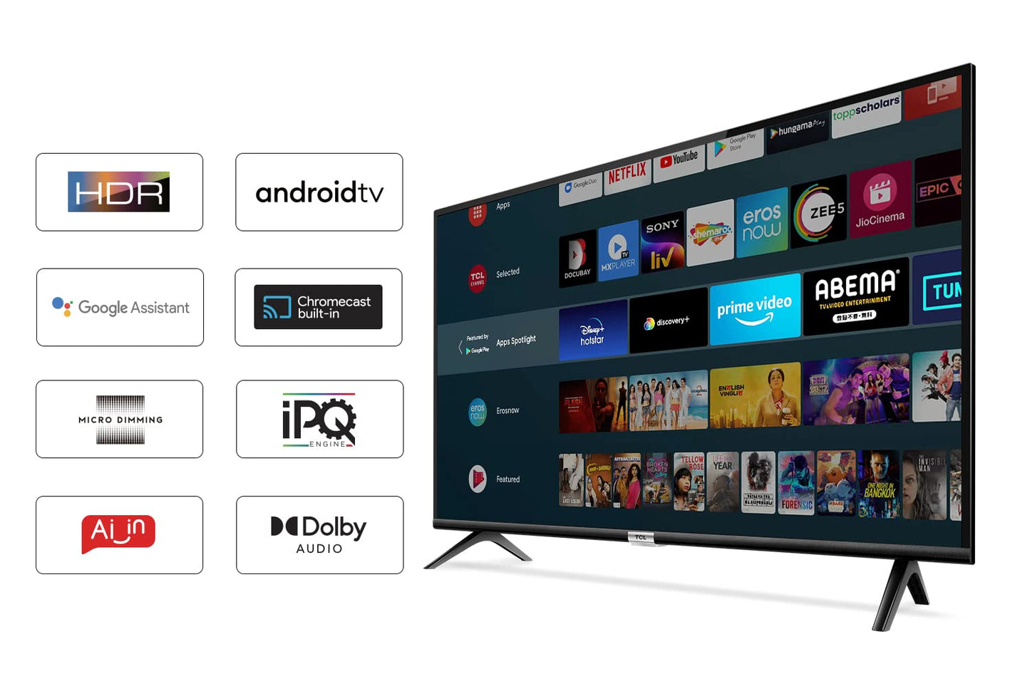 TCL 109 cm (43 inches) Full HD Smart Certified Android LED TV 43S5200 ( Black)