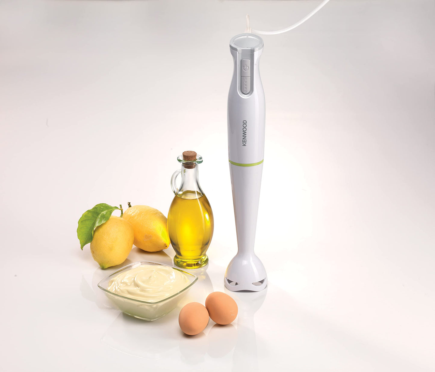KENWOOD Hand Blender Metal Wand 600W Stick with Graduated Beaker, Turbo Function, Removable for Easy Cleaning HBM02.001WH White/Silver