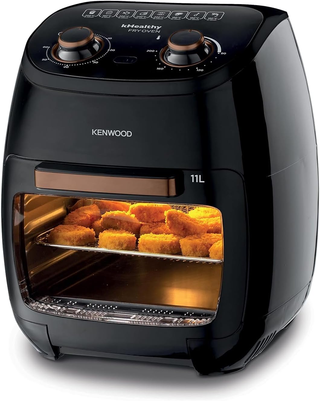 Kenwood 2-in-1 25L Toaster Oven+Air Fryer - Oven Toaster Grill with Large Capacity, Rotisserie Function for Frying, Roasting, Grilling, Broiling, Baking, Browning, Defrosting,Heating MOA25.600BK Black