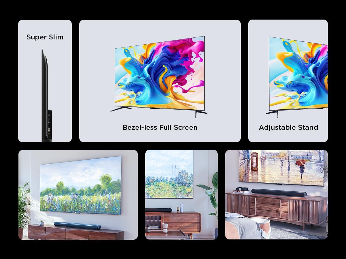 TCL 75 Inch TV 4K QLED Smart TV Dolby Vision Atmos HDR 10+ Game Master Wide Colour Gamut Quantum Dot Technology - 75C645 (2023 Model)