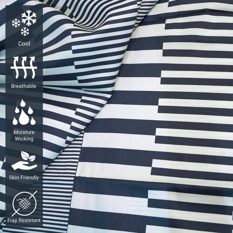 Pizuna Cotton Twin XL Fitted Navy Cascade Stripe Sheet 1 Pc 400 Thread Count 100% Long Staple Cotton Sheets Sateen Printed Twin XL Sheets 15Inch Deep Pocket Fitted Sheet (Twin XL Fitted Sheet)