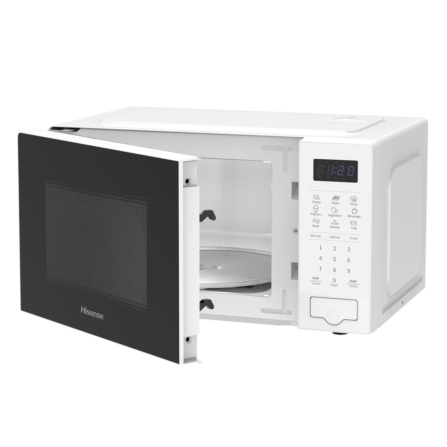 Hisense 20L Microwave Oven, Preset Cooking Menus, 11-levels of Power, 360° Turntable, Time & Weight Defrost, LED Display, Optional Ceramic Cavity, H20MOWS4UK, H20MOWS4 MWO