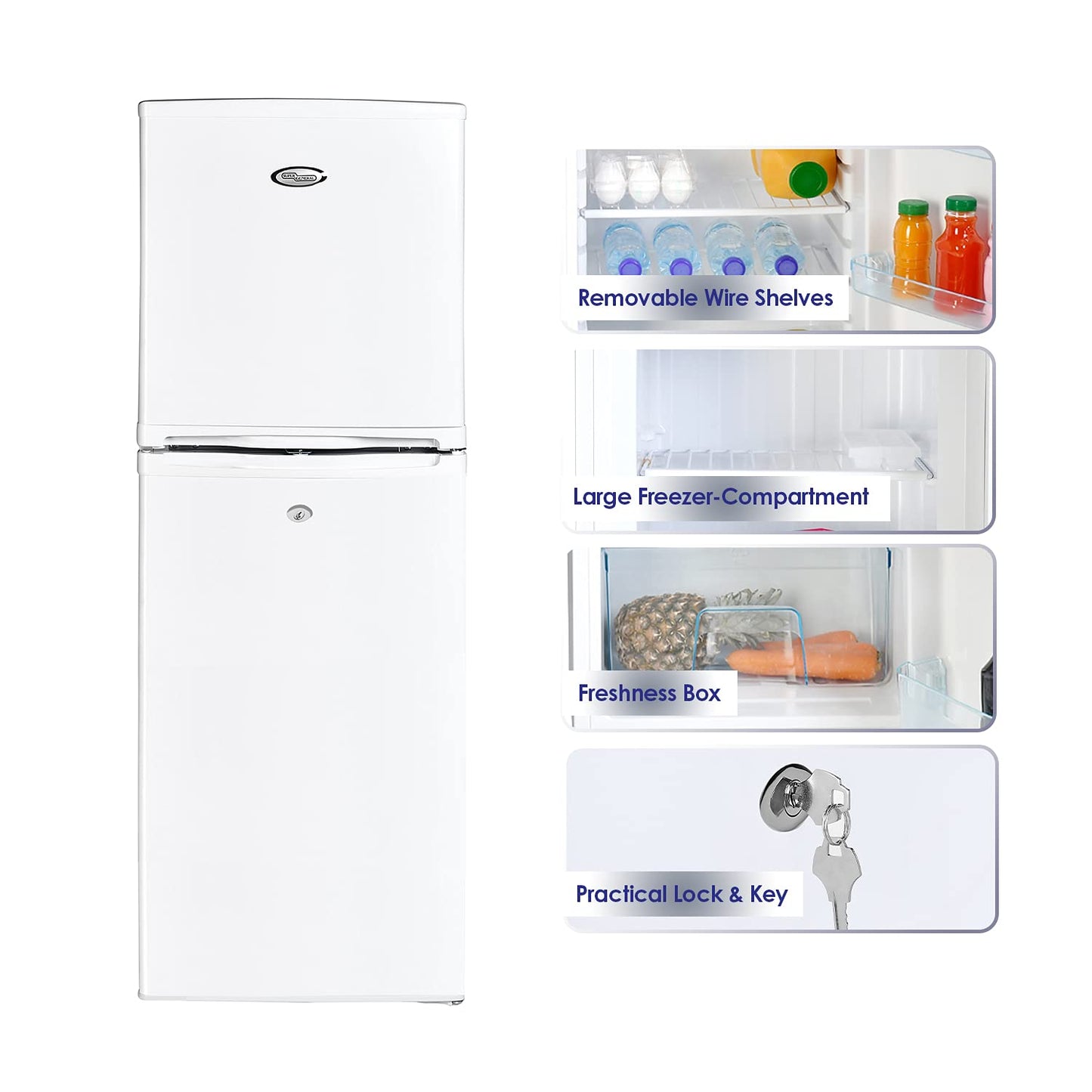 Super General 190 Liters Gross Compact Double Door Refrigerator-Freezer, Reversible door, Tropical Compressor, White, SGR-198-H, 48 x 53 x 137 cm, 1 Year Warranty