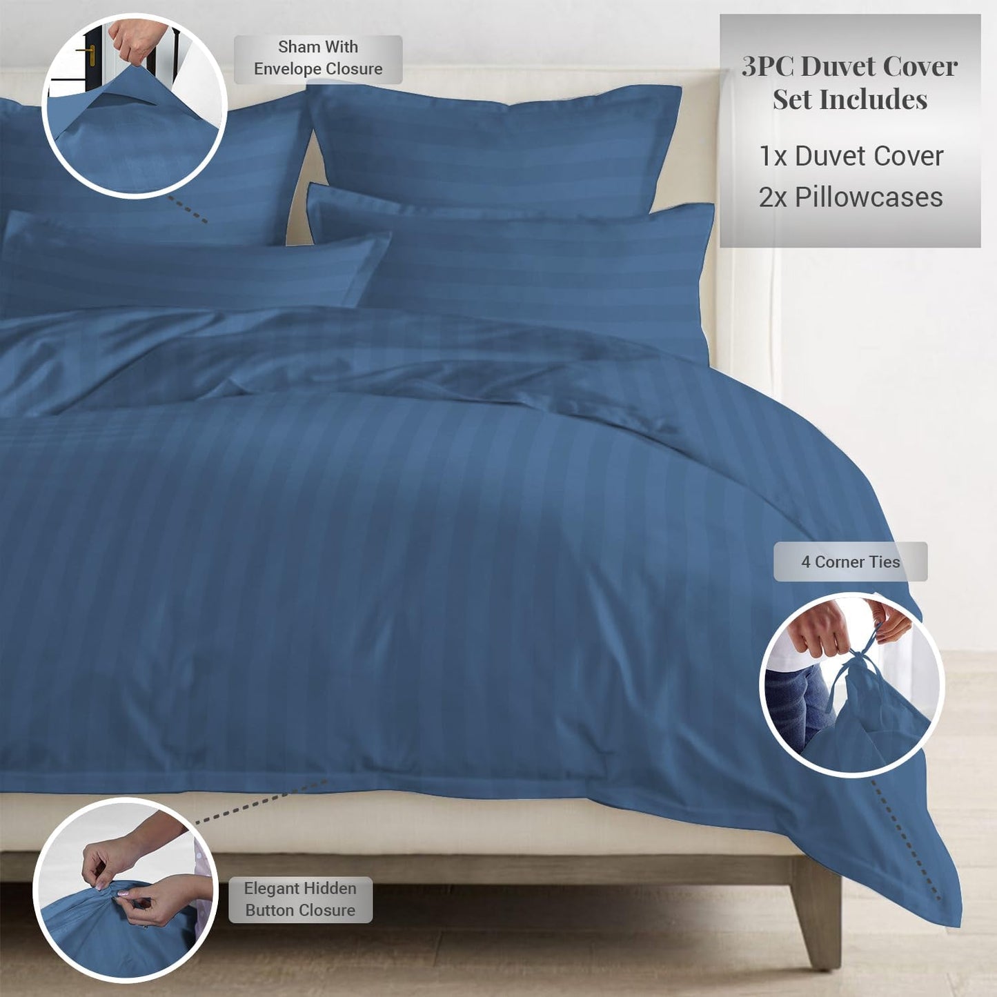 Pizuna Cotton Full Duvet Cover Set, 300 Thread Count Long Staple Cotton Sateen Weave with Button Closure (Combed Checks Luxury Red Cotton Duvet Cover Full)