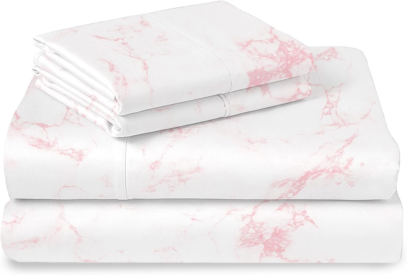 Pizuna Pure 100% Cotton Sheets California King Size, Luxurious 400 Thread Count Long Staple Cotton Sateen Sheets California King with 15inch Deep Pocket (Combed Cotton Sheets California King)