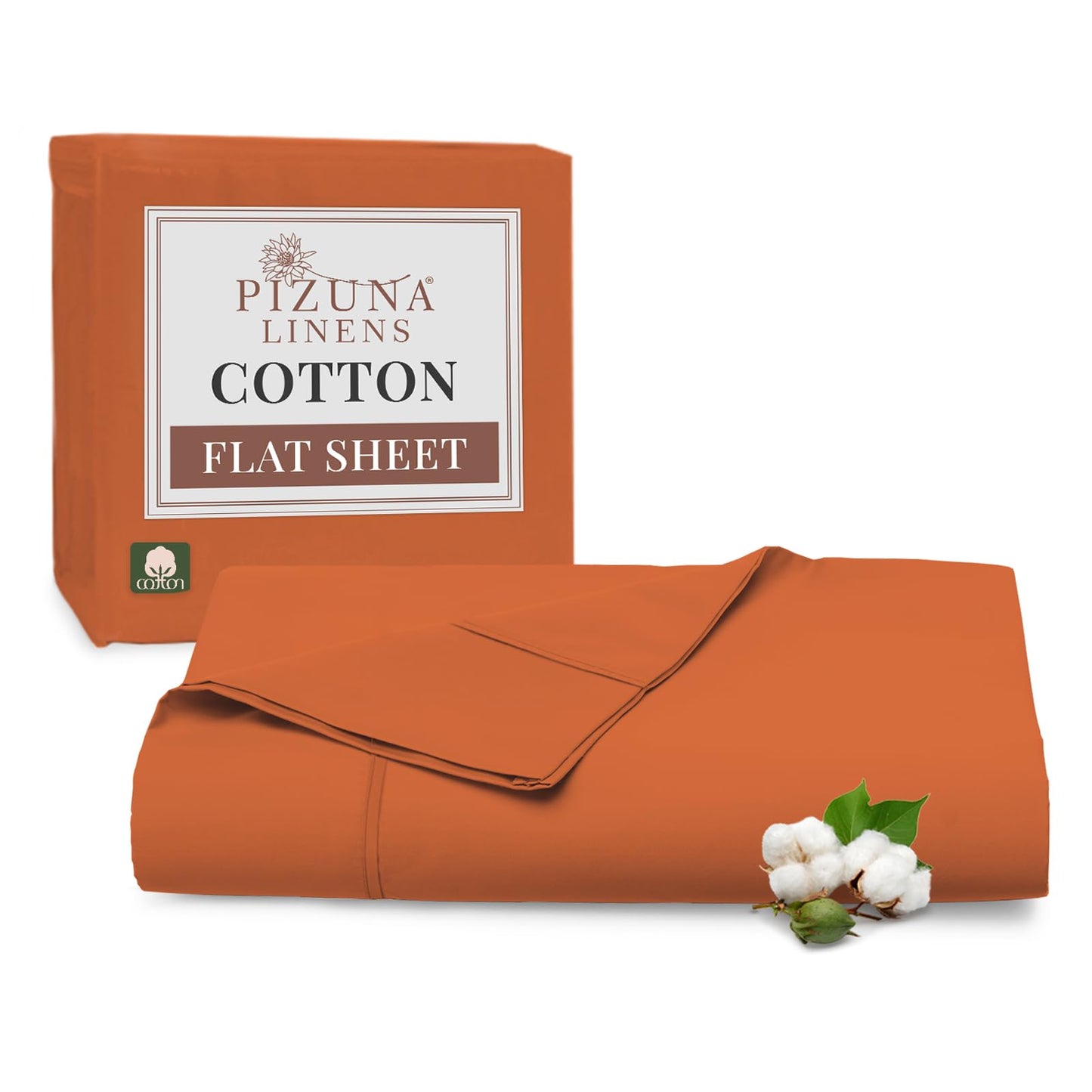 Pizuna Pure 100% Cotton Flat Sheets Only Full Off White (1 PC), Luxurious 400 Thread Count Long Staple Cotton Sateen with 4inch Hem (Combed Full Flat Sheet Only Cotton)