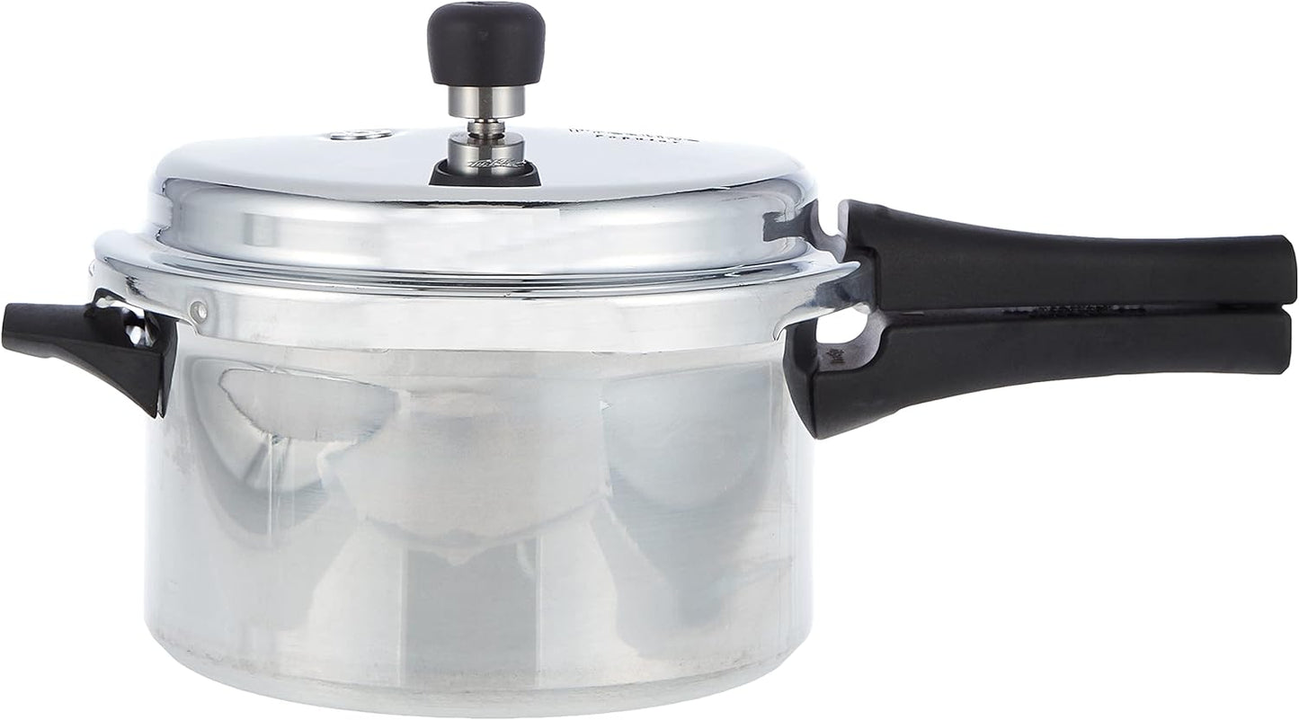 Prestige Popular Pressure Cooker | Aluminium Cooker with Lid 5 Ltr| Silver