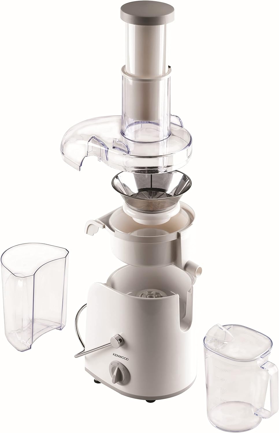 KENWOOD Juicer 800W Juice Extractor with 75mm Wide Feed Tube, 2 Speed, Transparent Juice Jug, Pulp Container, Anti Drip for Home, Office, Restaurant & Cafeteria JEP02.A0WH White