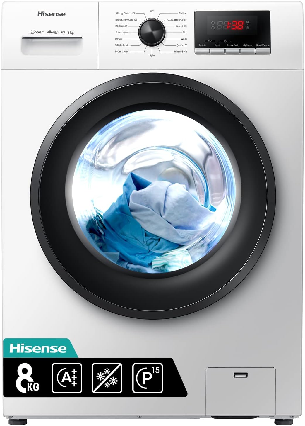 Hisense 8Kg Front Loading Washing Machine 1200 RPM Silver Model WFPV8012EMT -1 Years Full Warranty.