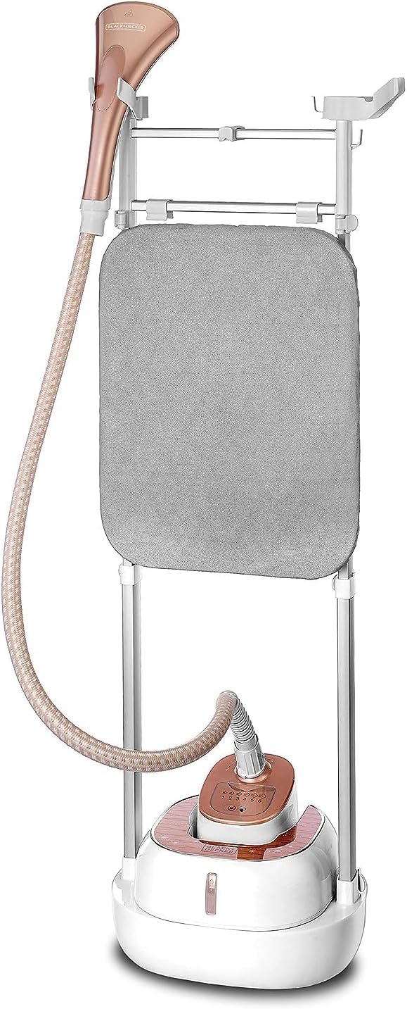 BLACK+DECKER 2400W 1.5L Upright Garment Steamer 35gm/min Steam, With Adjustable Double Poles Rotary Wheels, Multiple Attachments, For Quick Wrinkle Free&Santized Garment GST2400-B5