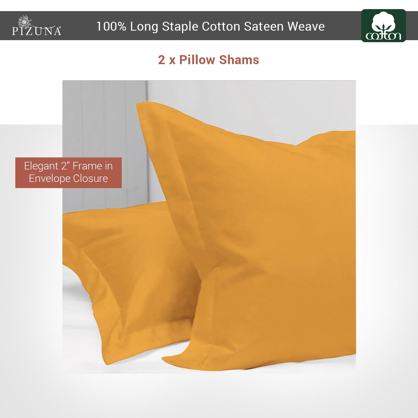 Pizuna Pure 100% Cotton Pillow Shams King Size Set of 2 Baby Blue, Luxurious 400 Thread Count Long Staple Cotton Sateen with Envelope Closure (Combed Baby Blue Cotton Pillow Shams King)