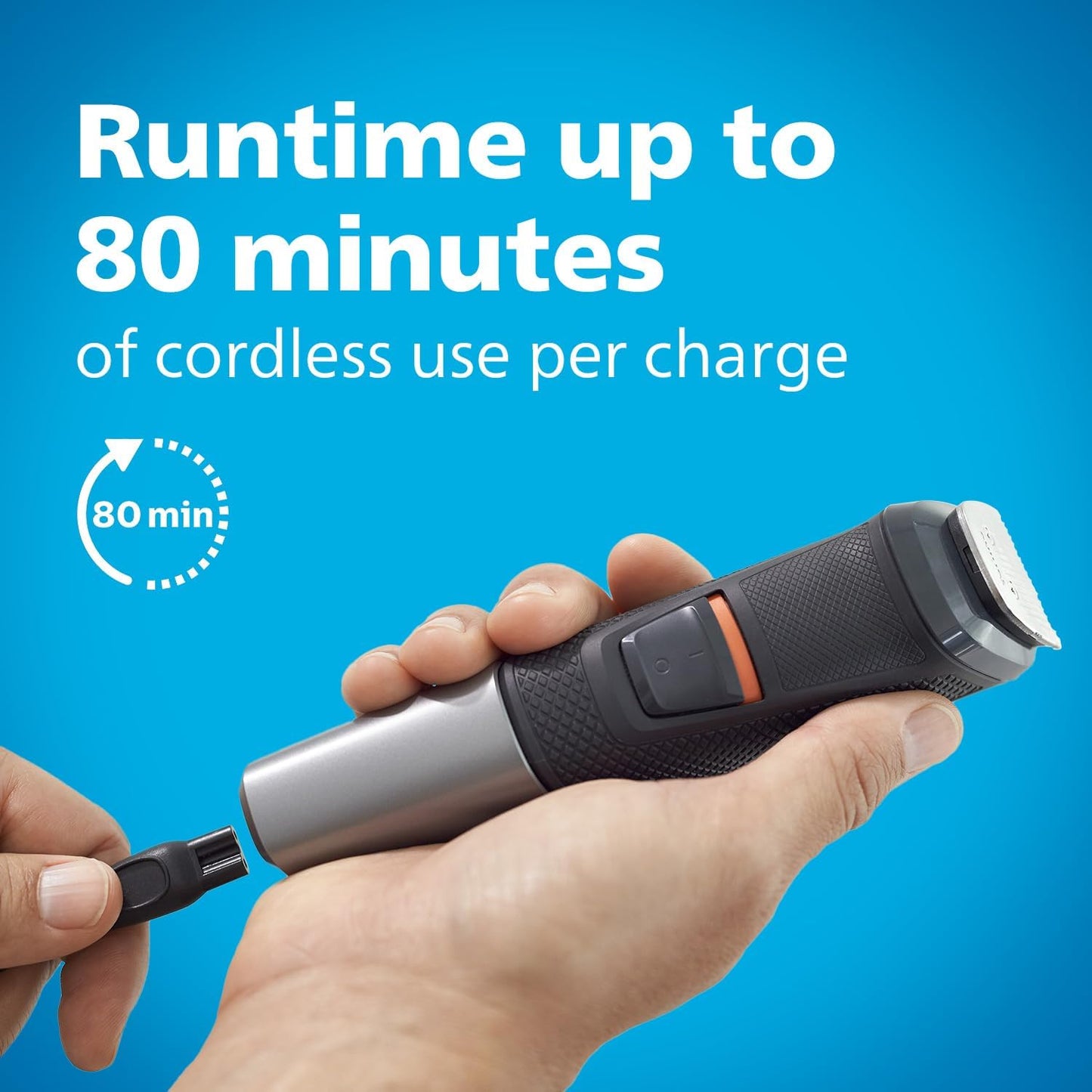Philips Multigroom Series 3000 for Face, 6-in-1 Grooming Kit for beard, moustache, nose & ear hair, cordless, 60 min runtime, 16h full charging time, MG3710/33,Black